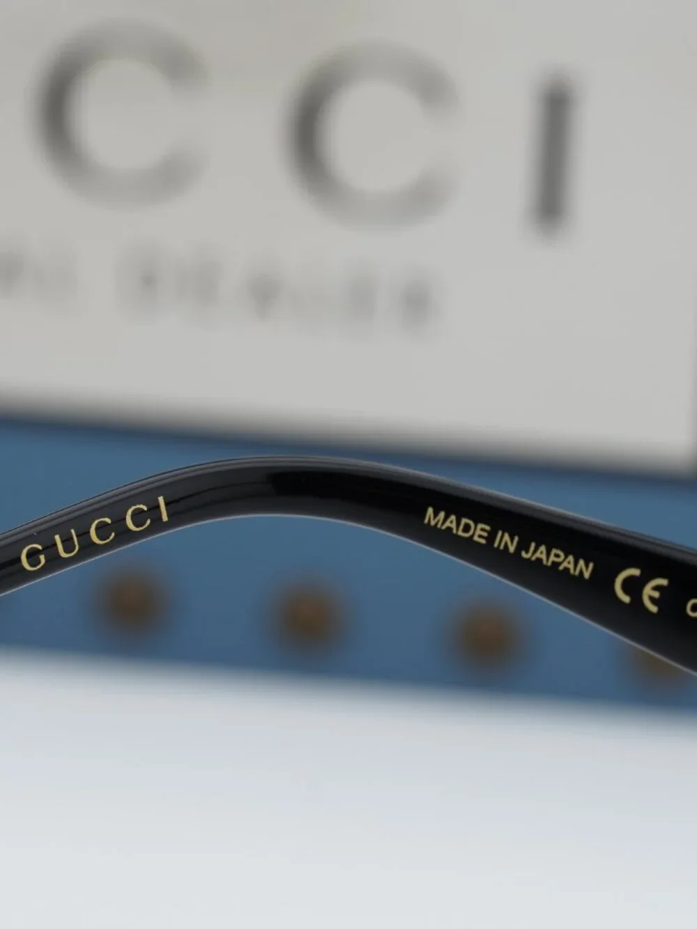 Gucci GG0592S 002 Square Sunglasses - Black / Gold / Smoke Gradient